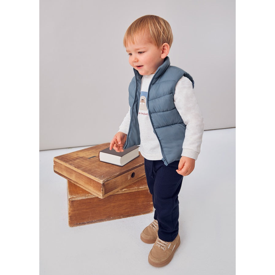 Mayoral Kışlık Erkek Bebek Anorak Yelek Sweatshirt Eşofman Set Mavi