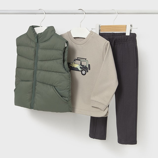 Mayoral Kışlık Erkek Bebek Anorak Yelek Sweatshirt Eşofman Set Yeşil