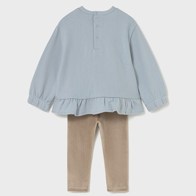 Mayoral Kışlık Kız Bebek Sweatshirt Tayt Pantolon Set Mavi