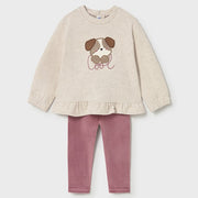 Mayoral Kışlık Kız Bebek Sweatshirt Tayt Pantolon Set Bej