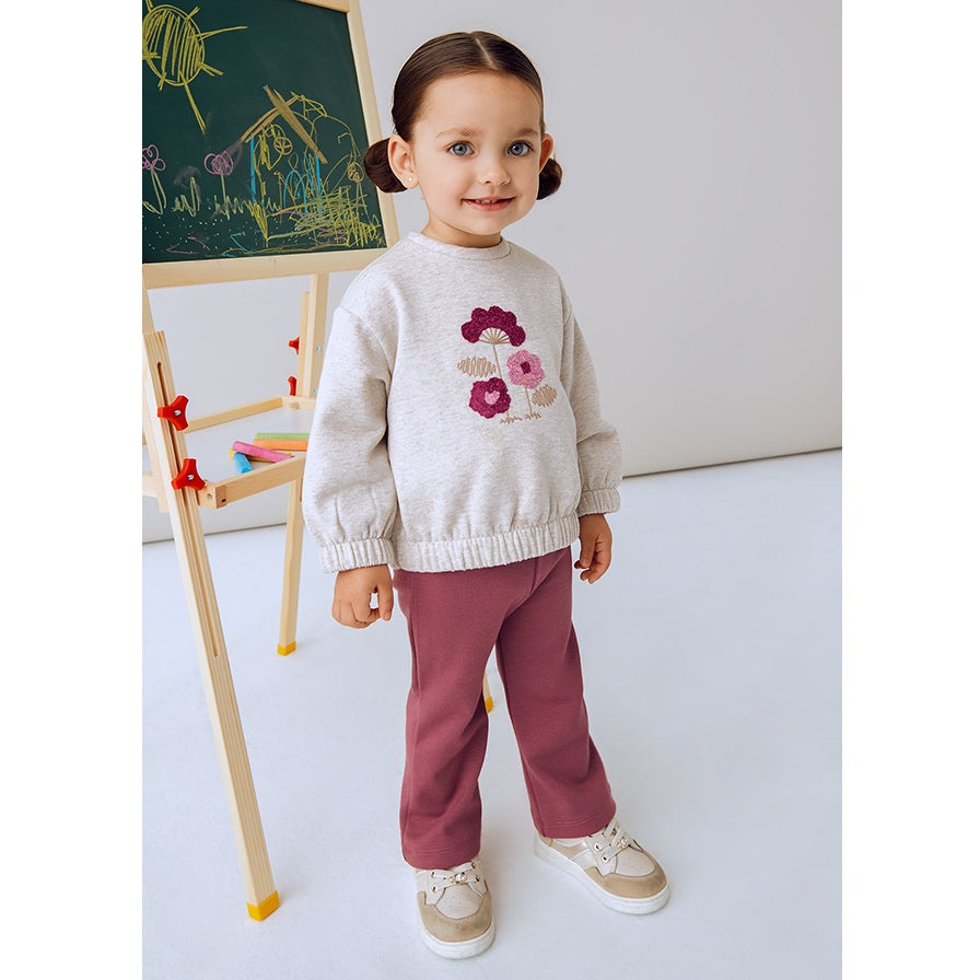Mayoral Kışlık Kız Bebek Sweatshirt Tayt Pantolon Set Bej