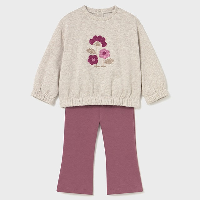 Mayoral Kışlık Kız Bebek Sweatshirt Tayt Pantolon Set Bej