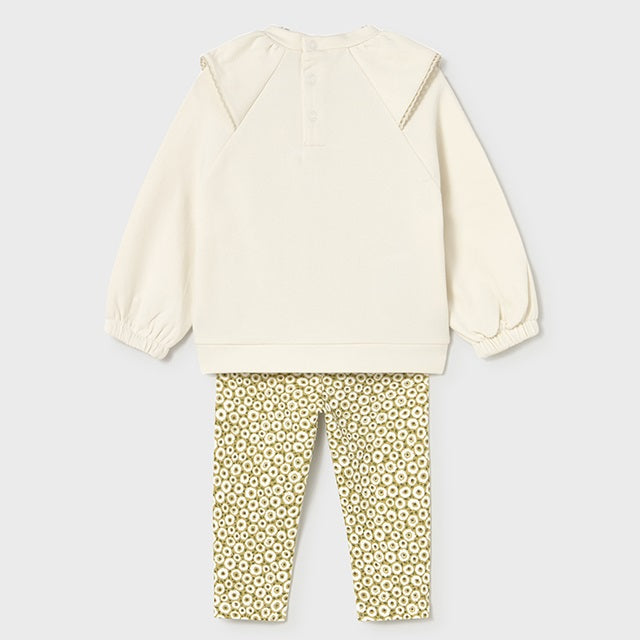 Mayoral Kışlık Kız Bebek Sweatshirt Tayt Pantolon Set Ekru