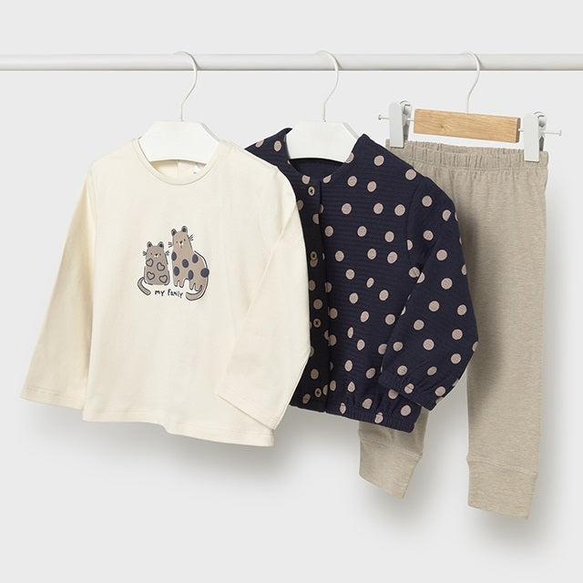 Mayoral Kışlık Kız Bebek Bluz Ceket Eşofman Set Koyu Mavi