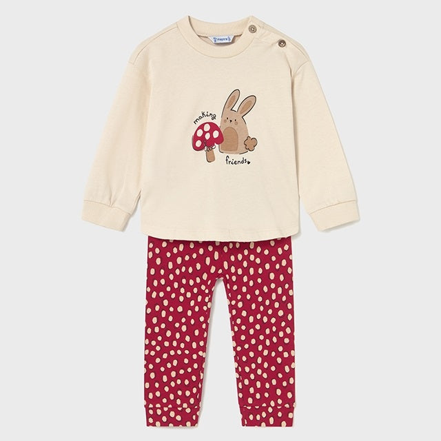 Mayoral Kışlık Kız Bebek Pijama Set Bej