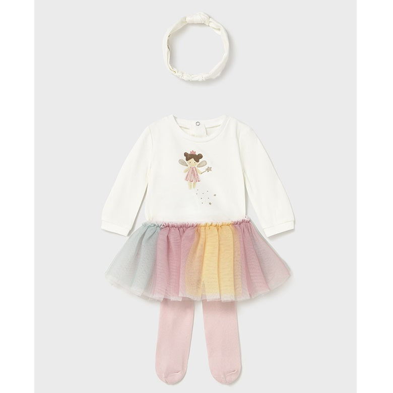 Mayoral Kışlık Kız Bebek Body Bluz Tütü Set Ekru