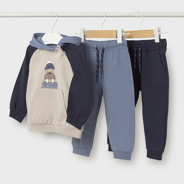 Mayoral Kışlık Erkek Bebek Sweatshirt Eşofman Üçlü Set Mavi