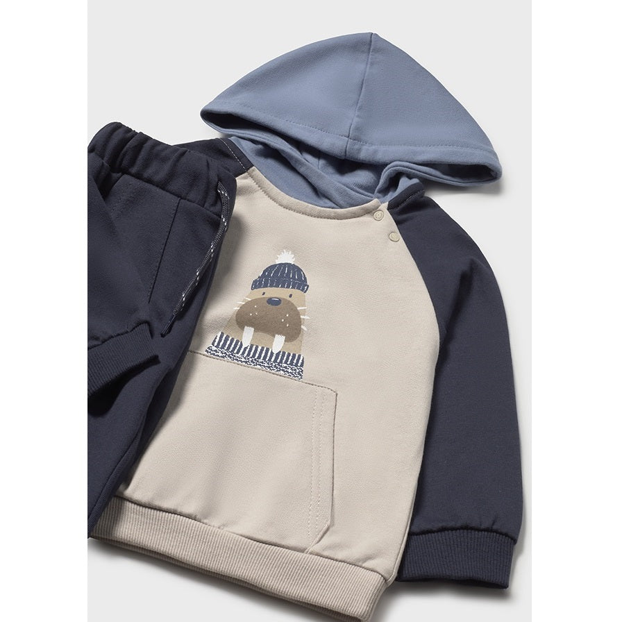 Mayoral Kışlık Erkek Bebek Sweatshirt Eşofman Üçlü Set Mavi