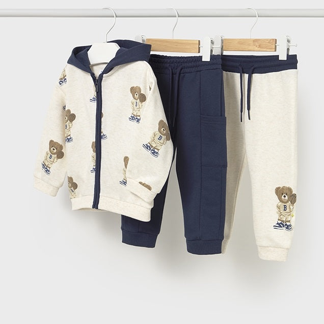 Mayoral Kışlık Erkek Bebek Ceket Eşofman Üçlü Set Koyu Mavi