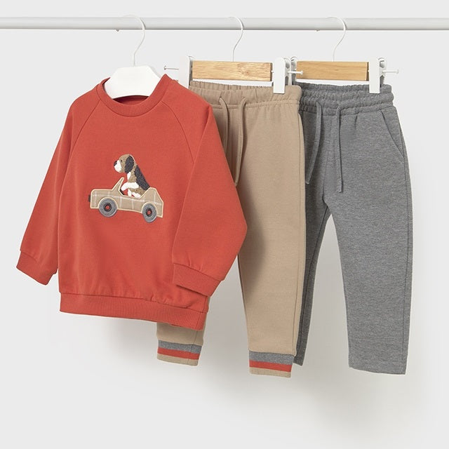 Mayoral Kışlık Erkek Bebek Sweatshirt Eşofman Üçlü Set Turuncu