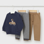 Mayoral Kışlık Erkek Bebek Sweatshirt Eşofman Üçlü Set Koyu Mavi