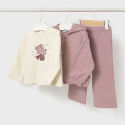 Mayoral Kışlık Kız Bebek Ceket T-shirt Eşofman Üçlü Set Pembe