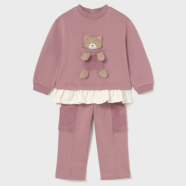Mayoral Kışlık Kız Bebek Sweatshirt Eşofman İkili Set Pembe