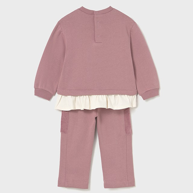 Mayoral Kışlık Kız Bebek Sweatshirt Eşofman İkili Set Pembe