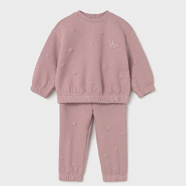 Mayoral Kışlık Kız Bebek Sweatshirt Eşofman İkili Set Pembe