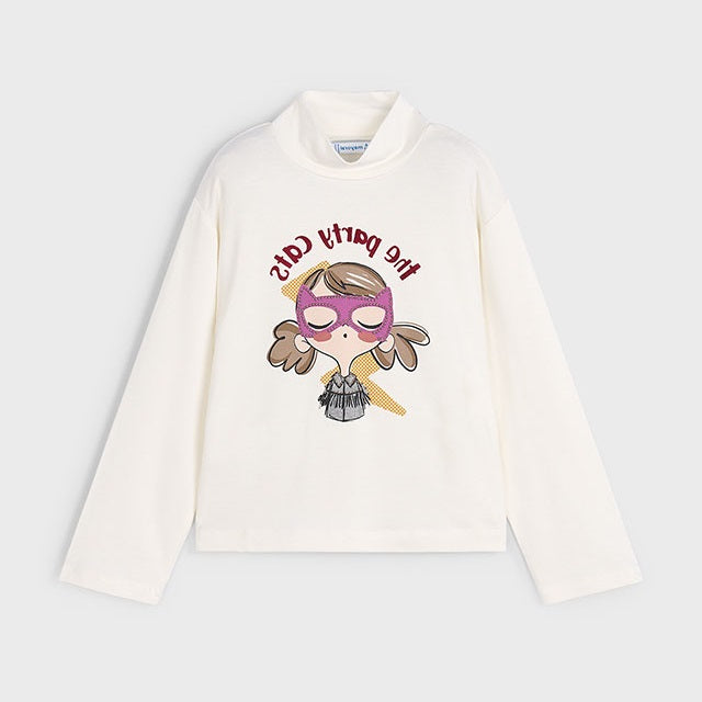 Mayoral Kışlık Kız Yarım Balıkçı Viskos T-shirt Ekru