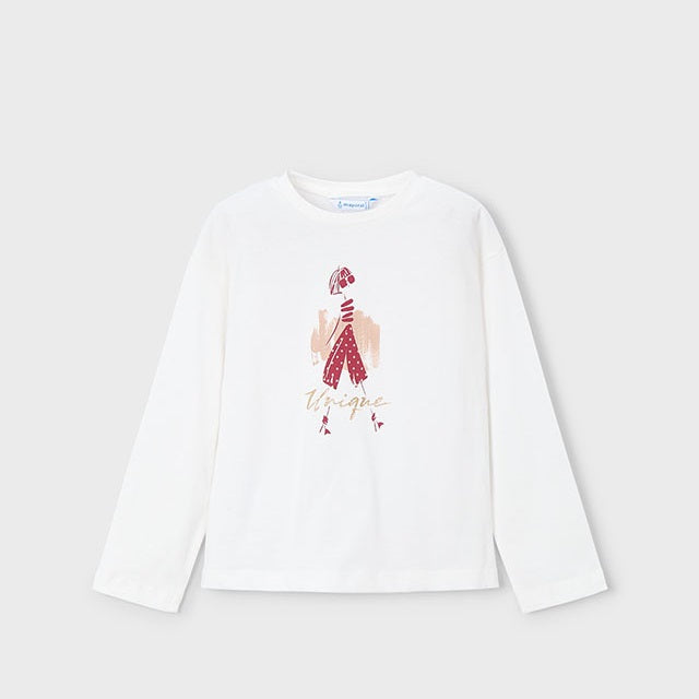 Mayoral Kışlık Kız Uzun Kol T-shirt Ekru