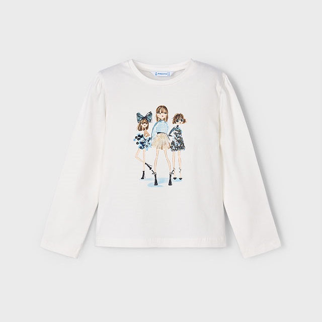Mayoral Kışlık Kız Uzun Kol T-shirt Ekru