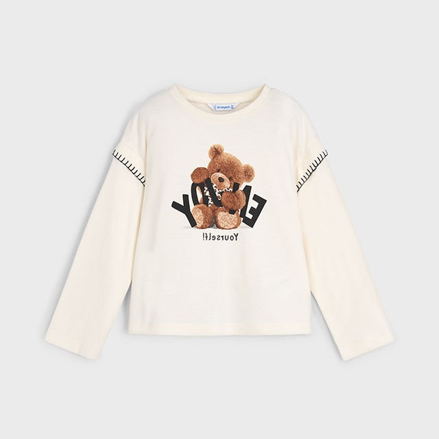 Mayoral Kışlık Kız Uzun Kol T-shirt Ekru