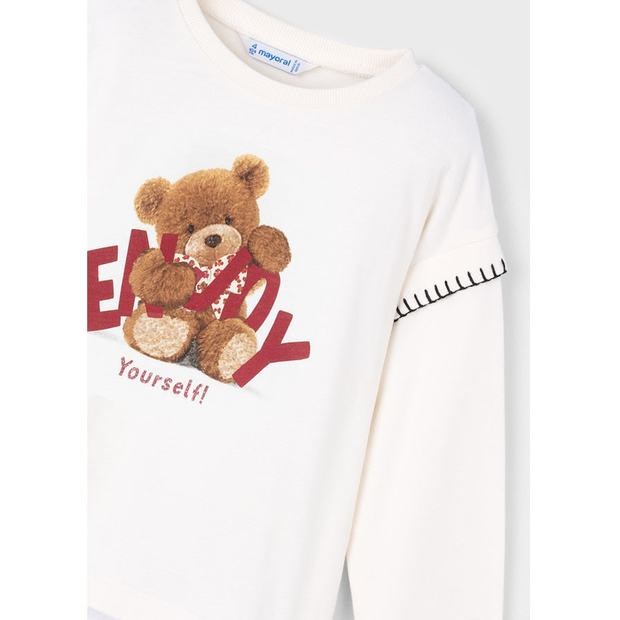 Mayoral Kışlık Kız Uzun Kol T-shirt Ekru
