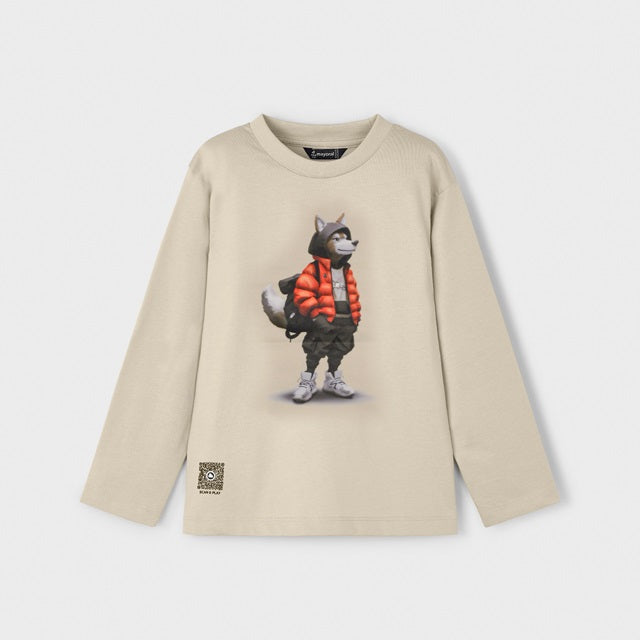 Mayoral Kışlık Erkek Uzun Kol T-shirt Bej