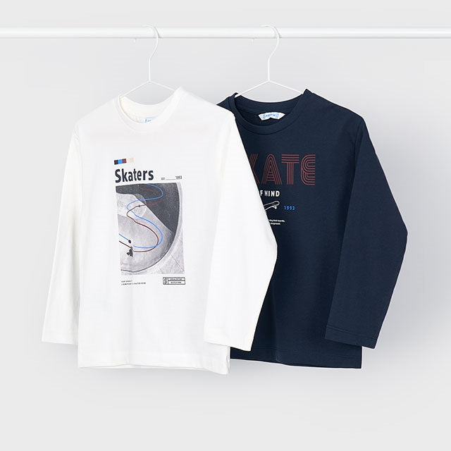 Mayoral Kışlık Erkek Uzun Kol T-shirt İkili Set Ekru