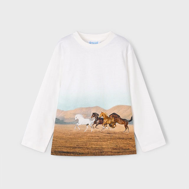 Mayoral Kışlık Erkek Uzun Kol T-shirt Ekru