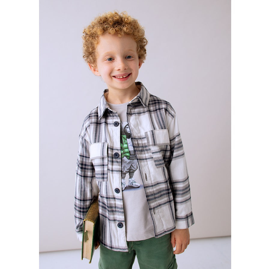 Mayoral Kışlık Erkek Ekose Uzun Kol Gömlek Gri
