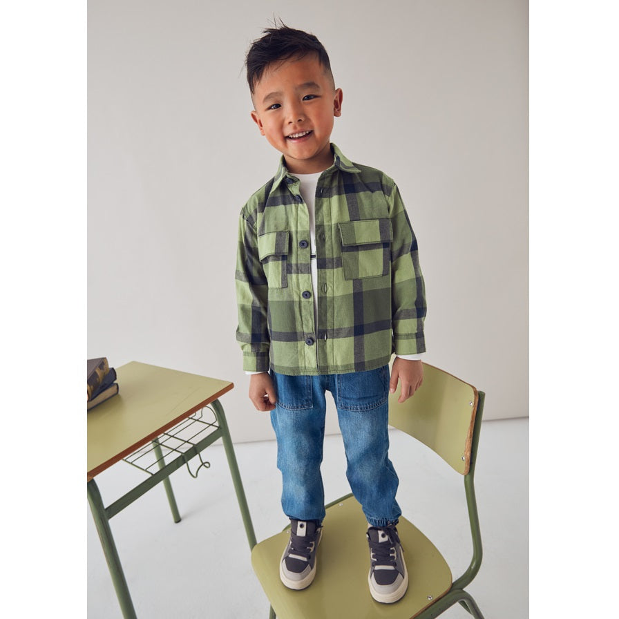 Mayoral Kışlık Erkek Ekose Uzun Kol Gömlek Yeşil