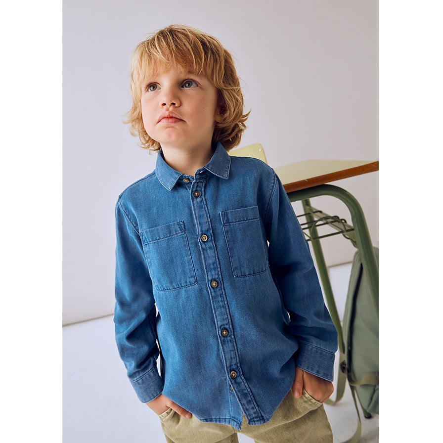 Mayoral Kışlık Erkek Denim Uzun Kol Gömlek Mavi