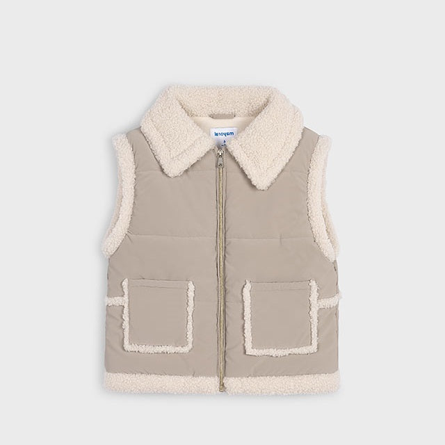 Mayoral Kışlık Kız Kürklü Anorak Yelek Bej