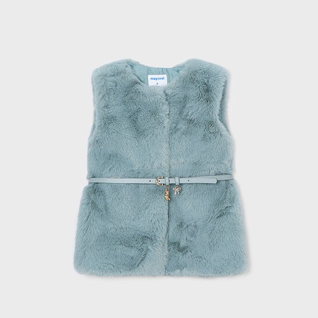 Mayoral Kışlık Kız Kürklü Kemerli Yelek Yeşil