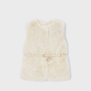 Mayoral Kışlık Kız Kürklü Kemerli Yelek Ekru
