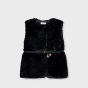 Mayoral Kışlık Kız Kürklü Kemerli Yelek Siyah