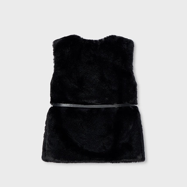 Mayoral Kışlık Kız Kürklü Kemerli Yelek Siyah