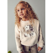 Mayoral Kışlık Kız Polar Uzun Kol Sweatshirt Bej