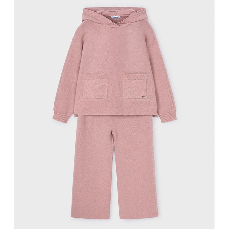 Mayoral Kışlık Kız Örme Kapşonlu Sweatshirt Pantolon Set Pembe