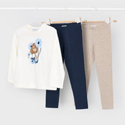 Mayoral Kışlık Kız Uzun Kol T-shirt Tayt Üçlü Set Lacivert