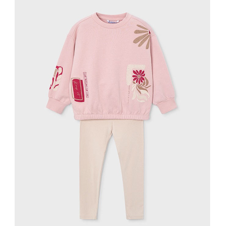 Mayoral Kışlık Kız Sweatshirt Tayt Set Pembe