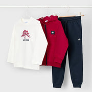 Mayoral Kışlık Erkek Kapşonlu Ceket T-shirt Eşofman Üçlü Set Kırmızı