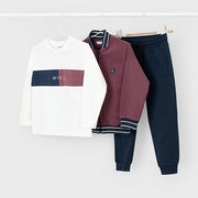 Mayoral Kışlık Erkek Ceket T-shirt Eşofman Üçlü Set Bordo