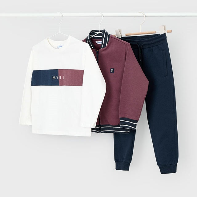 Mayoral Kışlık Erkek Ceket T-shirt Eşofman Üçlü Set Bordo