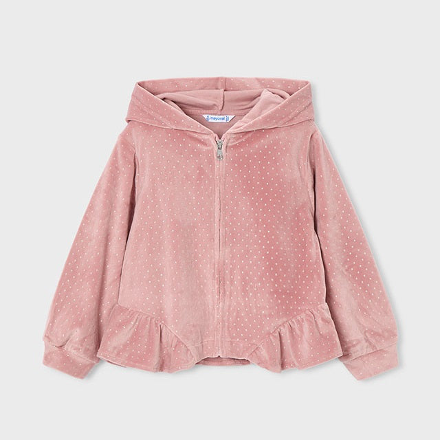 Mayoral Kışlık Kız Kapşonlu Ceket T-shirt Eşofman Üçlü Set Pembe