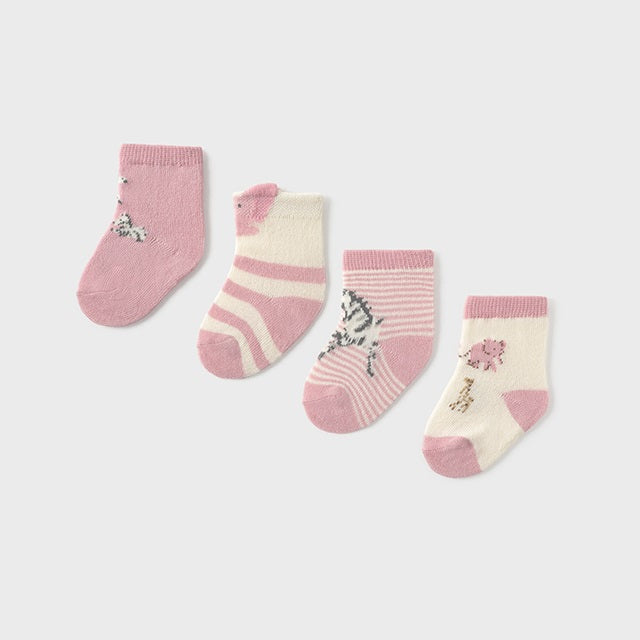Mayoral Kışlık Kız Bebek Çorap Dörtlü Set Pembe