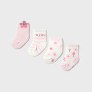 Mayoral Kışlık Kız Bebek Çorap Dörtlü Set Pembe