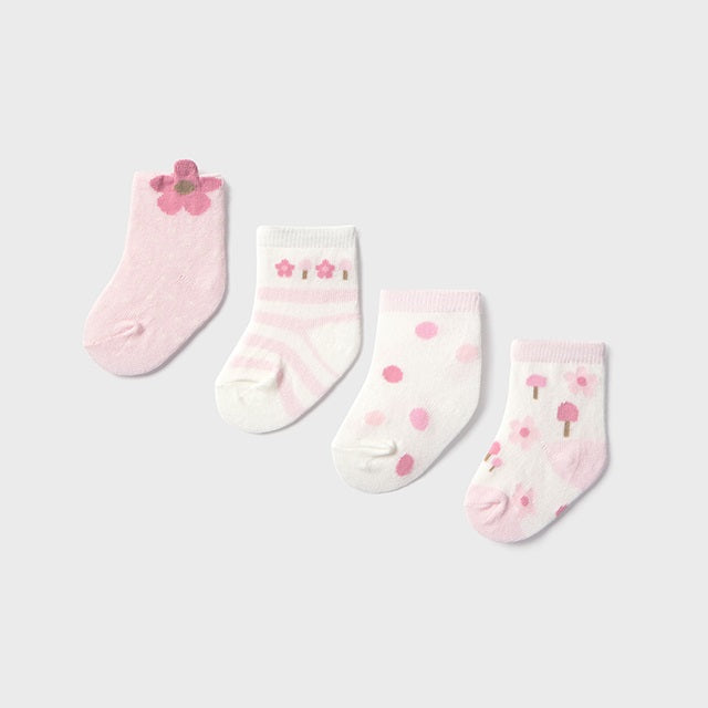Mayoral Kışlık Kız Bebek Çorap Dörtlü Set Pembe