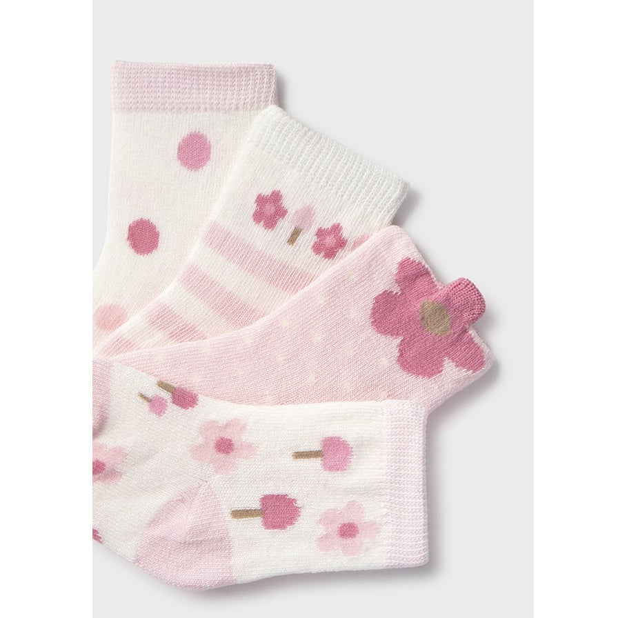 Mayoral Kışlık Kız Bebek Çorap Dörtlü Set Pembe