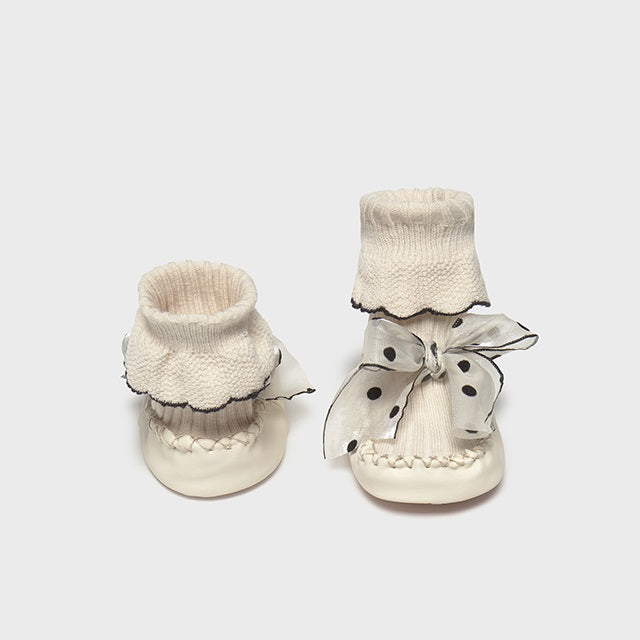 Mayoral Kışlık Kız Bebek Örme Bot Patik Ekru