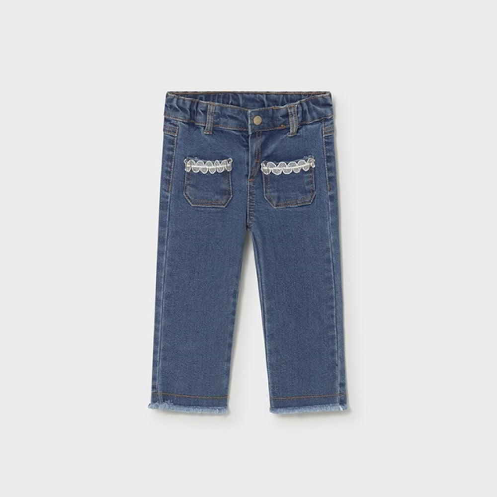 Mayoral Yazlık Kız Bebek Denim Pantolon Lacivert
