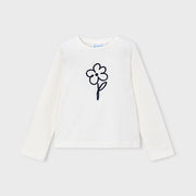 Mayoral Kışlık Kız Basic Uzun Kol T-shirt Ekru